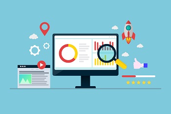 Improving ranking on search engine traffic on a blue background, moving guide
